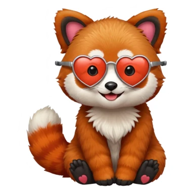 red Panda with heart glasses sticker