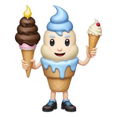 evil ice cream man with 6 legs with lightning in the back sticker
