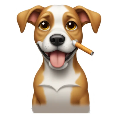 Dog with cigarette sticker