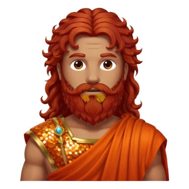 Eurus, God of Autumn Roman Deities with long dark red wavy hair and beard, orange-red sequin toga sticker