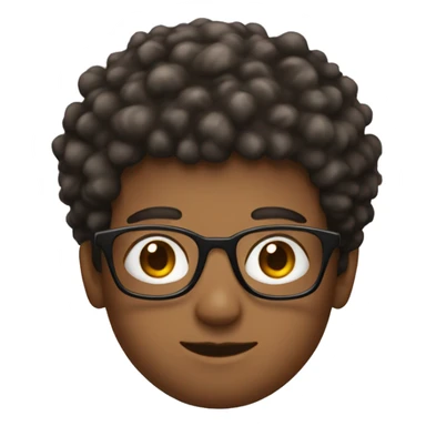 a boy with short beam texture perm, square glasses and a mole on right face sticker