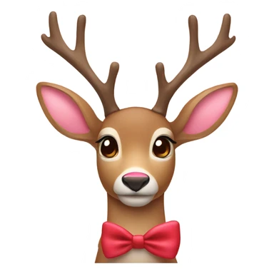 Christmas deer with red nose and pastel pink bow sticker