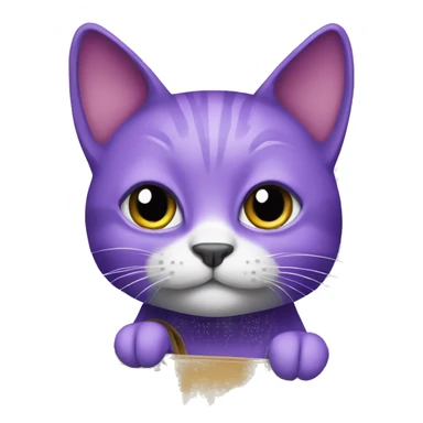 Purple cat with a bag sticker