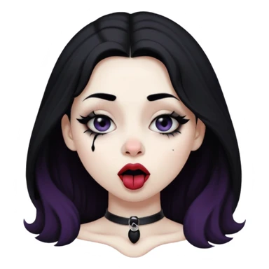 Goth girl with her eyes rolled up and towards her nose and her tongue sticking out sticker