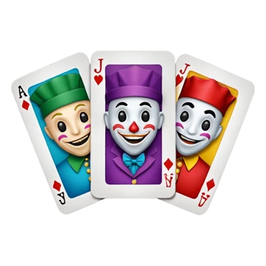 3 poker cards, with crazy colorful human jolly jokers inside, sticker