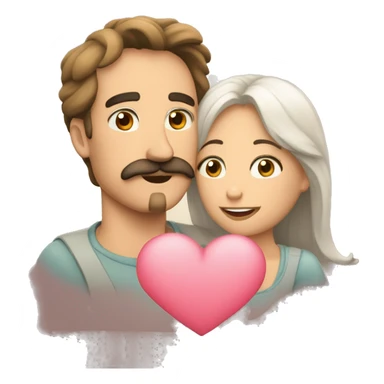 Corazon lleno de amor de un hombre sin bigote y una mujer sticker