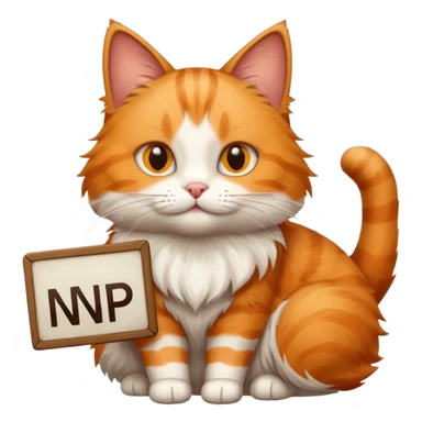 A cat holding a sign that says "NP" sticker