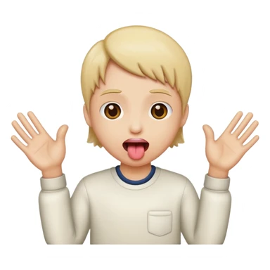 Tongue out with hands to the side sticker