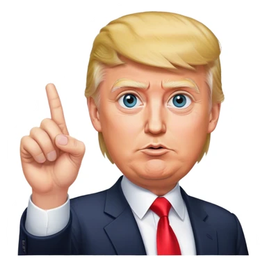 Super realistic Donald Trump pointing index finger up, realistic eyes sticker