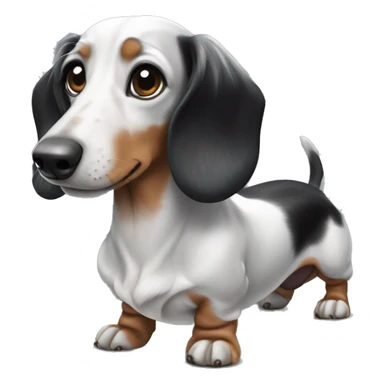white and black dapple dachshund sticker