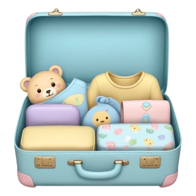 Small cute baby suitcase with baby designs, pastel colors sticker