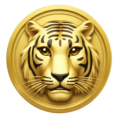 gold coin with gold tiger on it sticker