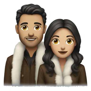Dark haired White couple in long fur coats sticker