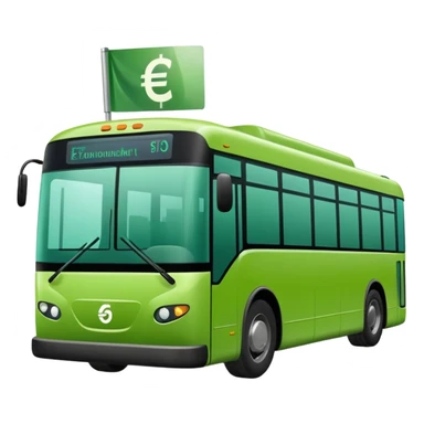 green electric bus with a prominent zero euro banknote sticker