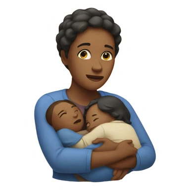 Mother holds her heart in her arm sticker