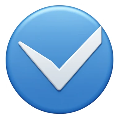 A blue circle with sharp edges and a while tick inside sticker