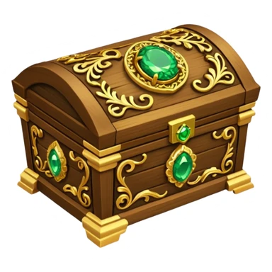 tresure box with motifs with green gem sticker