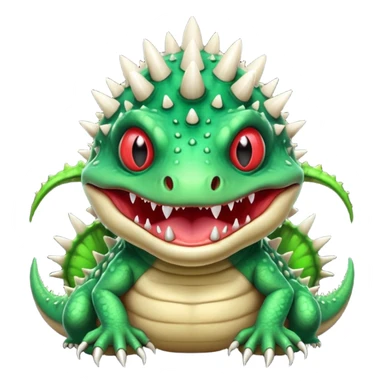 poisonous mushroom reptile monster portrait, head and shoulders only, lizard-like face, spiky mushroom growths, toxic green glow, creepy tongue, fantasy animal vibe, 3D cartoon, mobile game icon style, clean background, no text, no watermark

 sticker