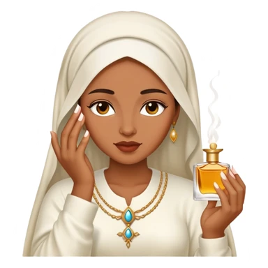 medium skinned Biblical woman anoints with perfume, no jewelry sticker