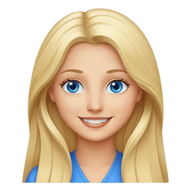 blonde woman blue eyes, long hair, smile sticker