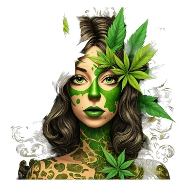 girl with green lips portrait sticker