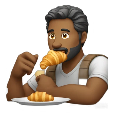 man eating a croissant  sticker