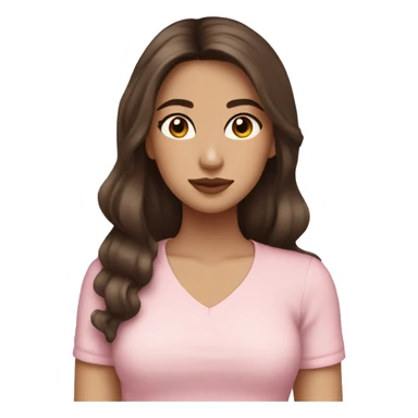 hispanic pretty girl with brown hair and light  pale skin in pink shirt coquette aesthetic  sticker