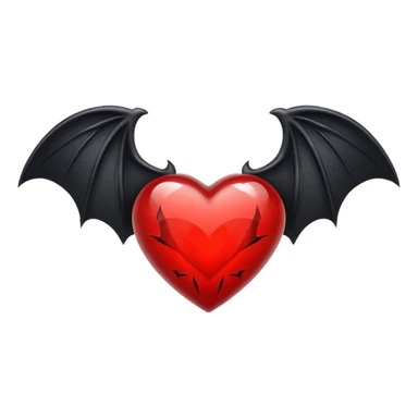 crystal red heart with black bat wings sticker