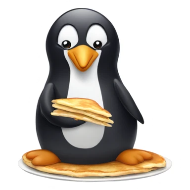 penguin eating pancakes sticker