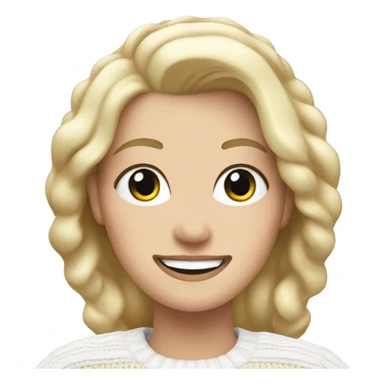 Happy white woman with blonde hair and white christmas jumper  sticker