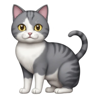 full body dumb looking large short hair dark grey and white cat sticker