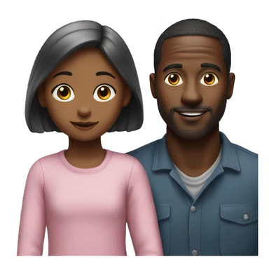 Black man pencil with Withe little girl sticker