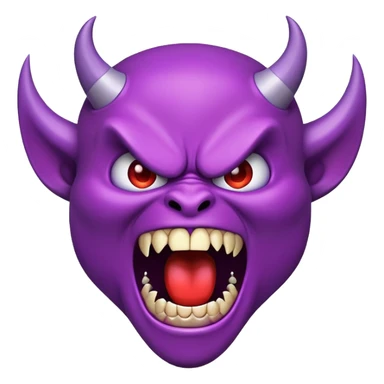 purple devil emoji yelling with mouth open  sticker