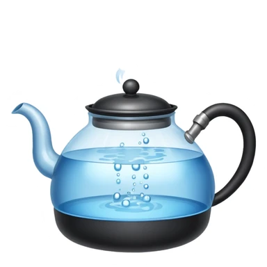  a small pot or kettle filled with water placed on fire, the water is boiling intensely with visible steam and bubbles rising, bright lighting, clean white background sticker
