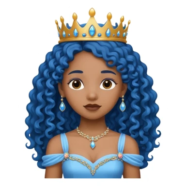 black girl blue long curlly hair princess  sticker
