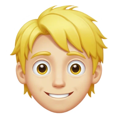 a boy with yellow hair lazy eye and a goofy smile sticker