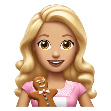 Blonde Barbie with holding a gingerbread man  sticker