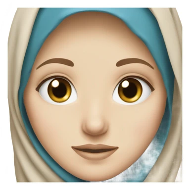 A white girl with blue eyes wearing a hijab sticker
