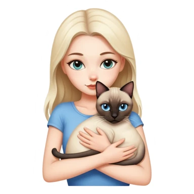 A beautiful and sexy white girl hugs a Siamese cat tightly sticker