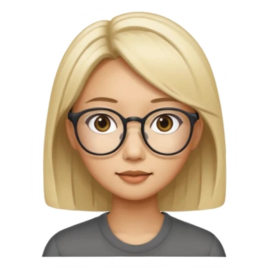 asian looking female with slight blonde hair a little longer  with eye glasses, fair complexion not that pointed nose but slighty little eye please sticker