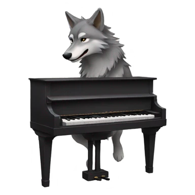 wolf playing piano  piano sticker