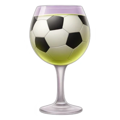 glass of wine with a soccer ball sticker