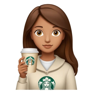 Girl, brown hair and brown eyes, Starbucks sticker