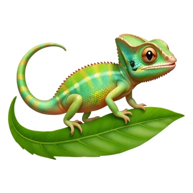 cinematic cute-smiling baby chameleon-realistic emoji,-blending-with-vibrant-greenery.-detailed-scales-in-shifting-colors,-showing-the-chameleon’s-ability-to-camouflage.-soft-natural-light-highlights-its-texture.-light-background, zoomed into its face sticker