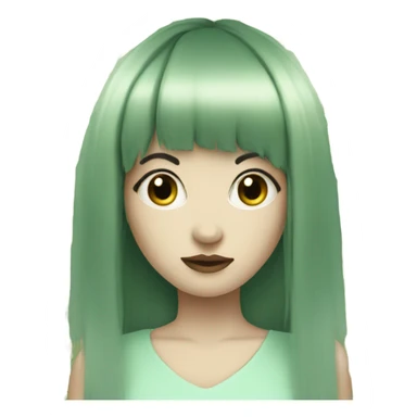 make a very pale women, with green skin and a long black hair with a fringe (bangs) sticker
