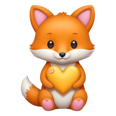renard kawai avec un coeur jaune sticker