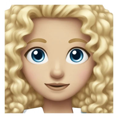 Soft blond curly girl white skin blue eyes in light pink bow sticker