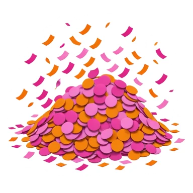 confetti in orange and pink, clustered, celebratory sticker