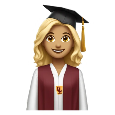 Blonde girl smiling wearing university of Chicago Loyola grad cap sticker