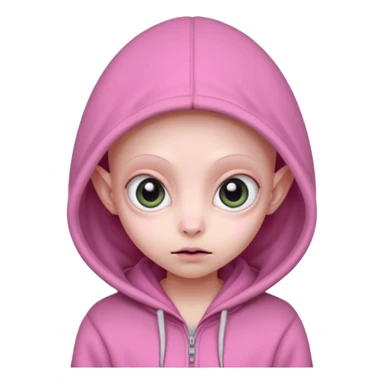 Aliens Pink, hoodie, cute big eyes, thin ears, half body sticker